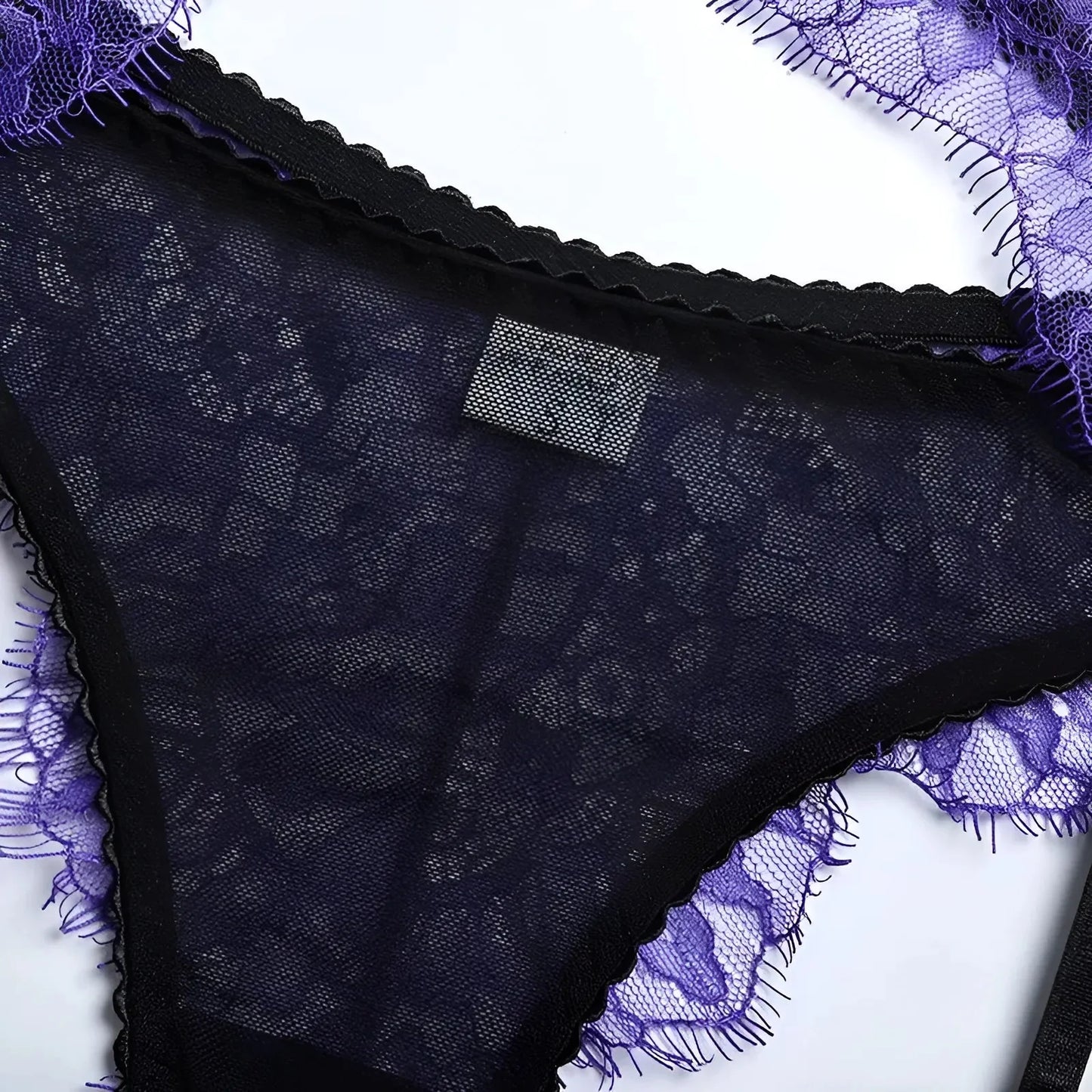 3-Piece Two-Tone Lace Lingerie Set