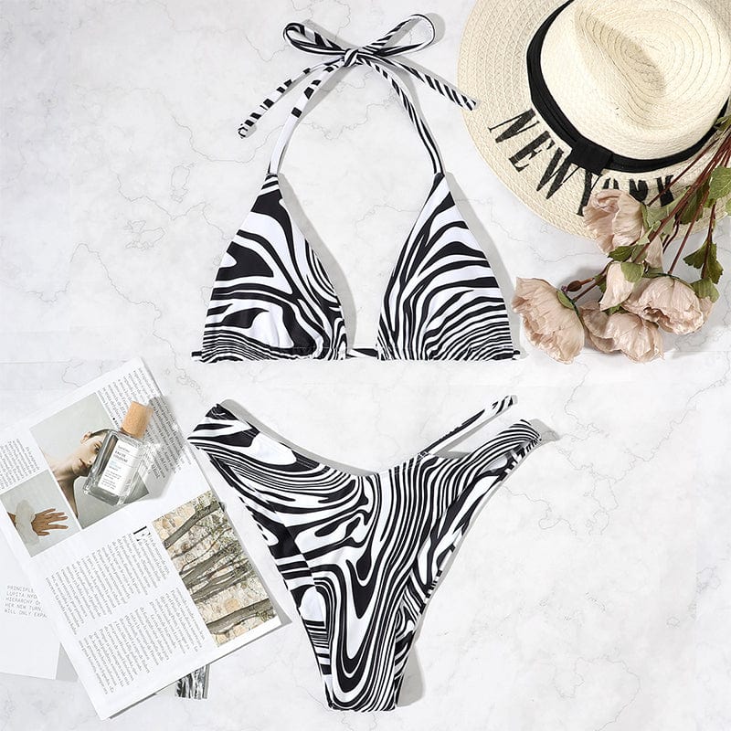 Two-piece bikini with double strap