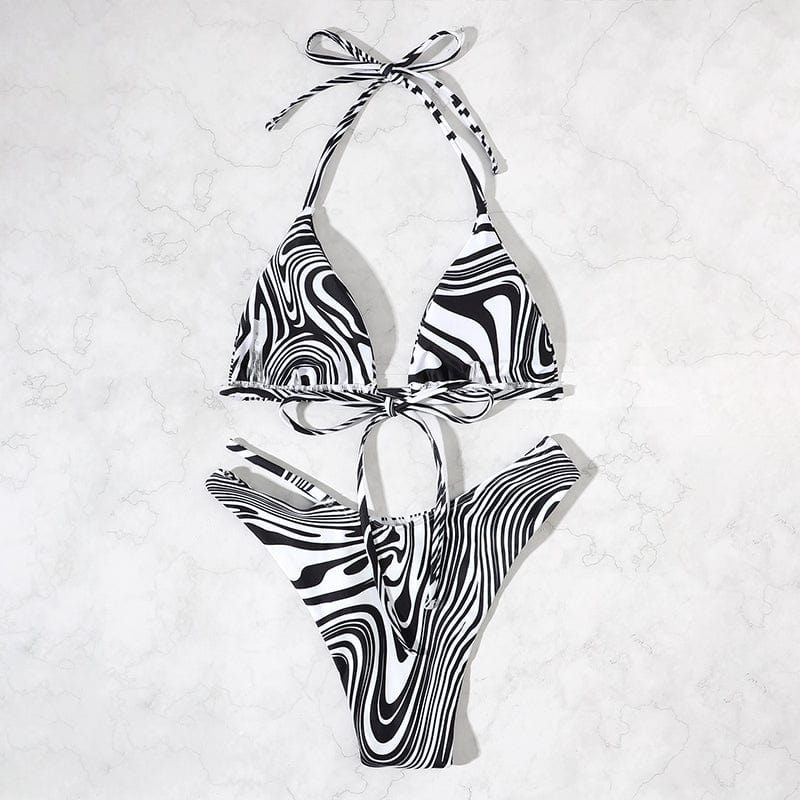 Two-piece bikini with double strap