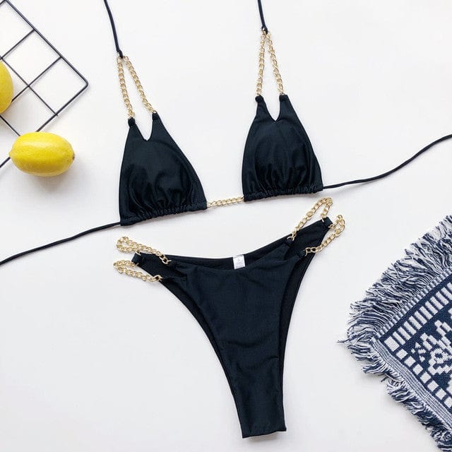 Beach bikini with chain straps
