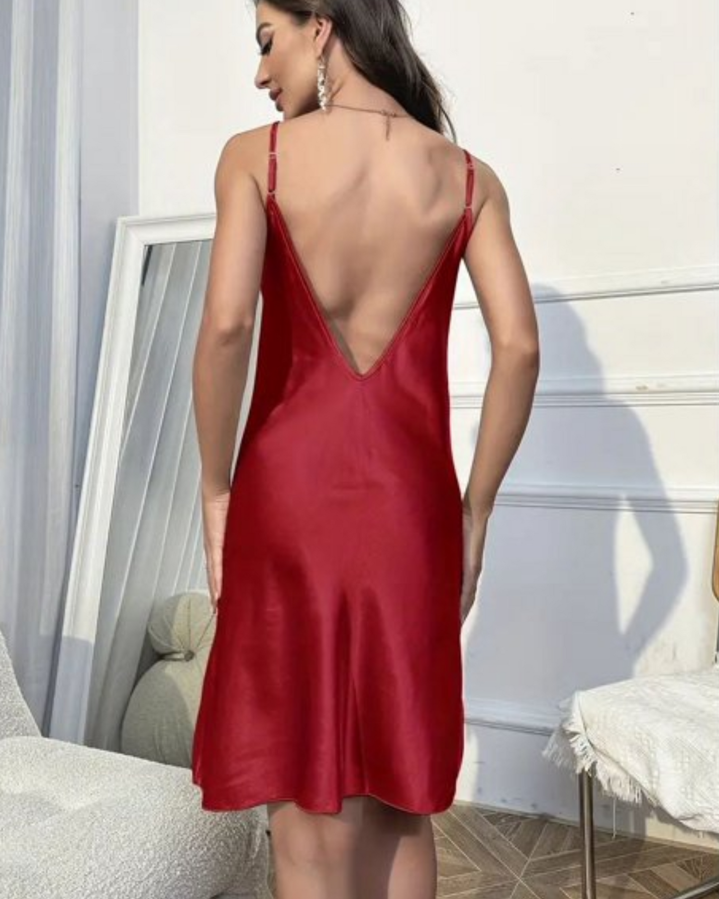 Nightgown with a deep back cutout