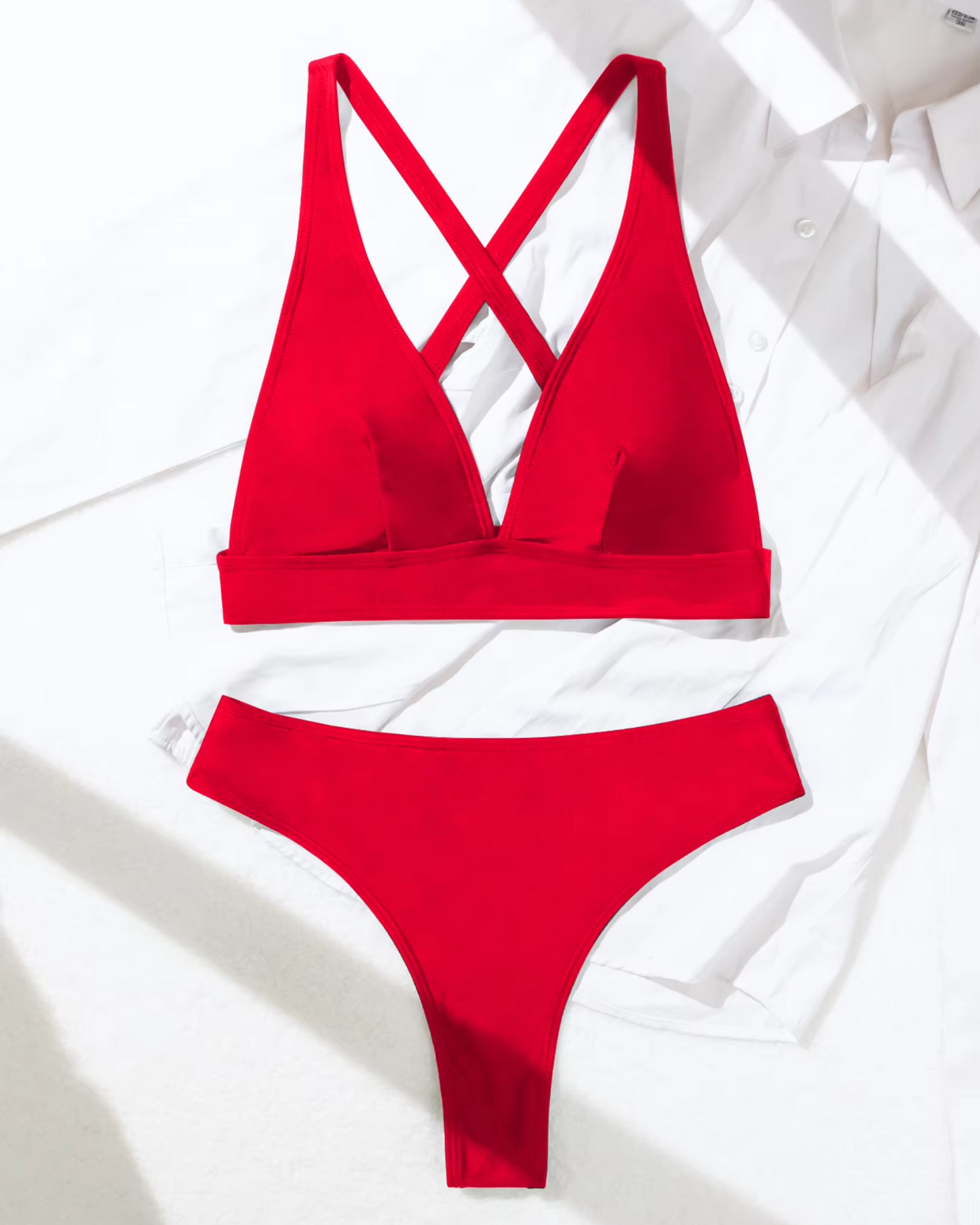 Classic swimsuit with crisscross straps at the back