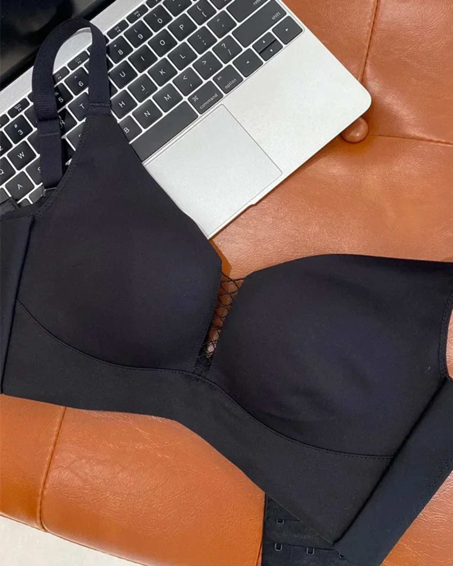 Soft bra with decorative mesh