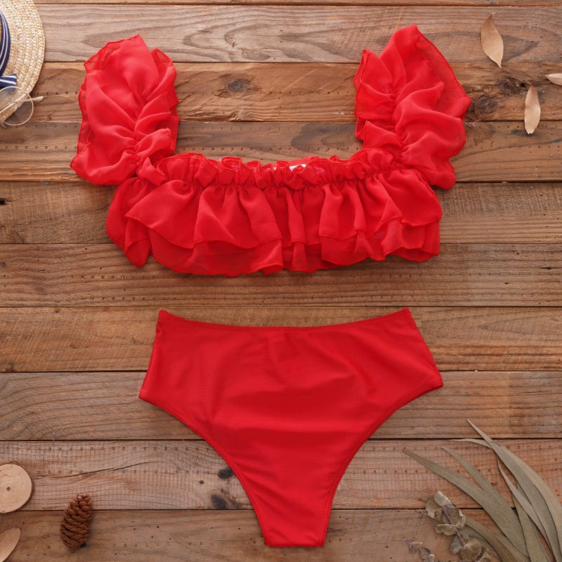 Swimsuit with frills