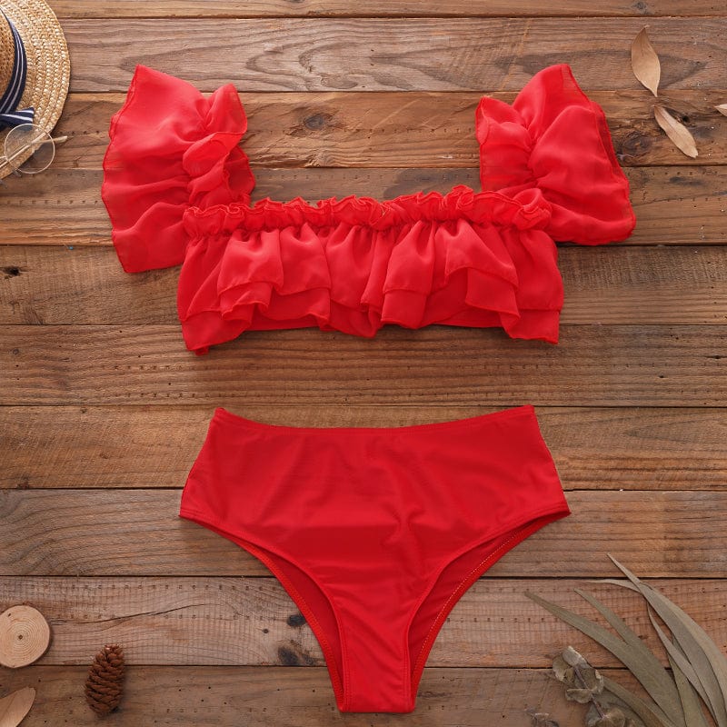 Swimsuit with frills