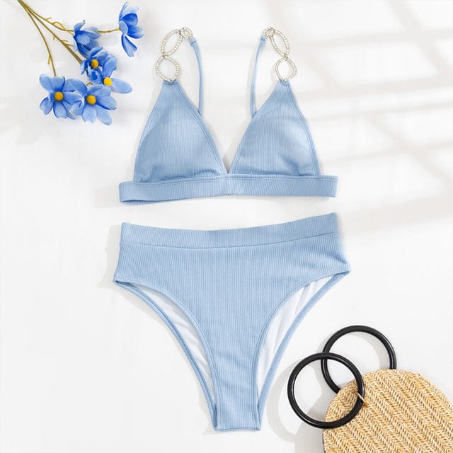 Two-piece swimsuit with decorative straps