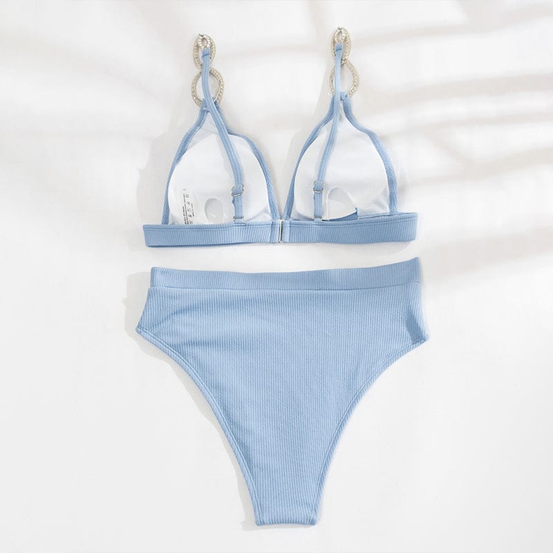 Two-piece swimsuit with decorative straps