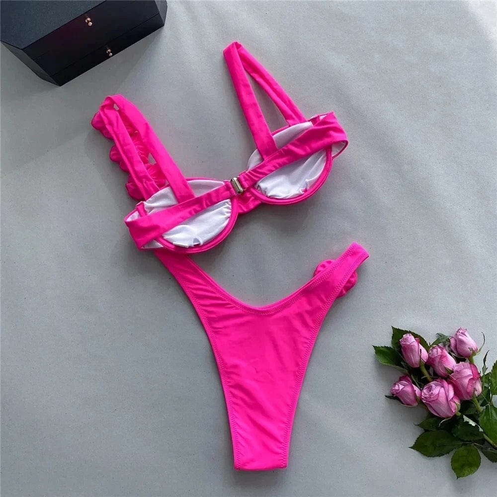 Two-piece swimsuit with push-up cups