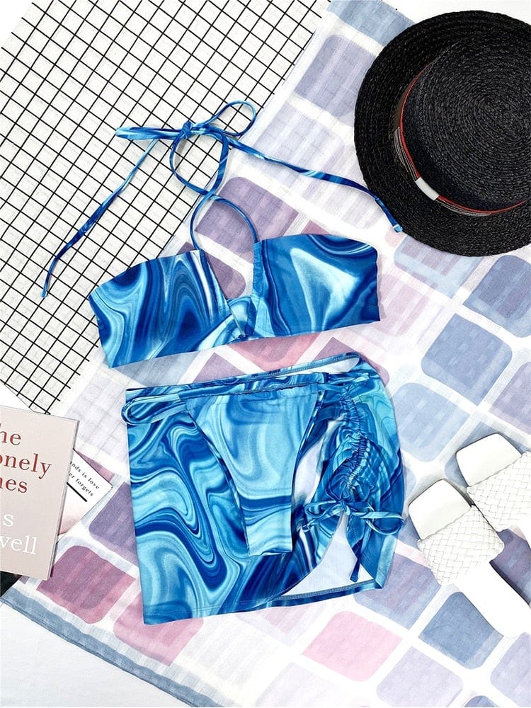 Two-piece swimsuit with ties