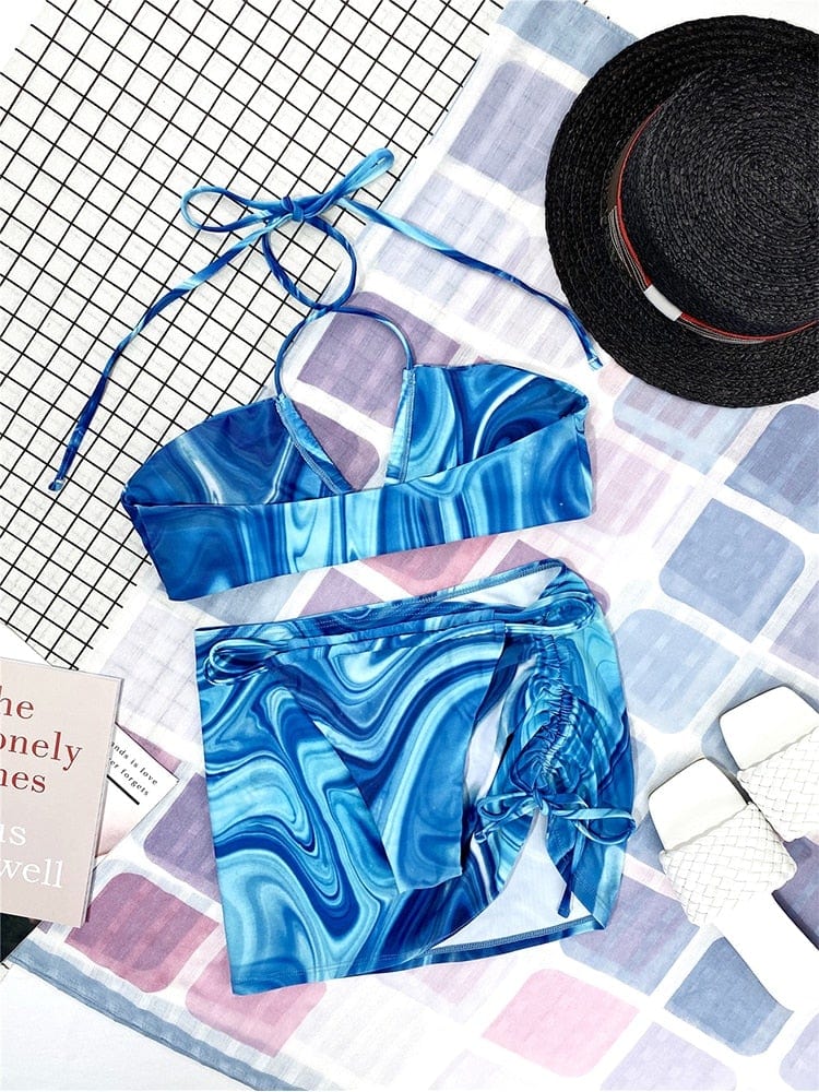 Two-piece swimsuit with ties