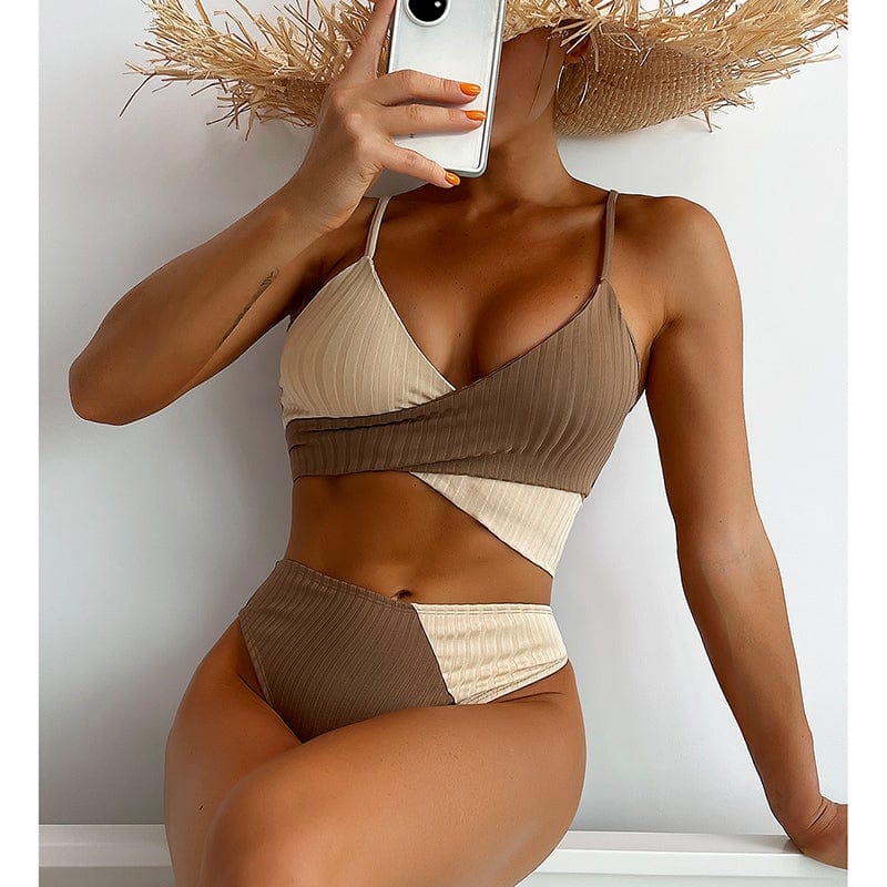 Two-piece swimsuit with adjustable straps