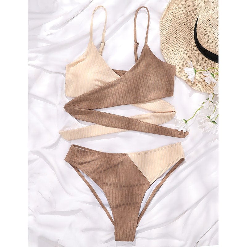 Two-piece swimsuit with adjustable straps