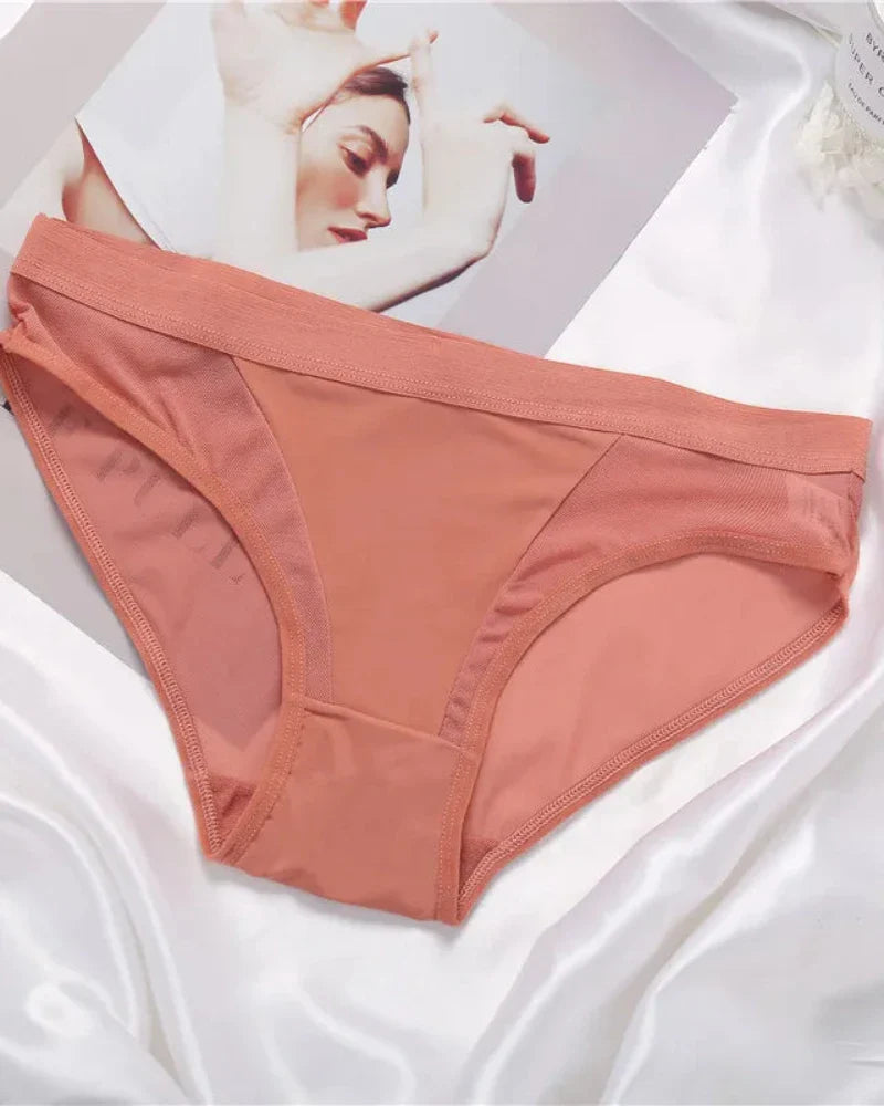 Briefs with decorative sheer mesh