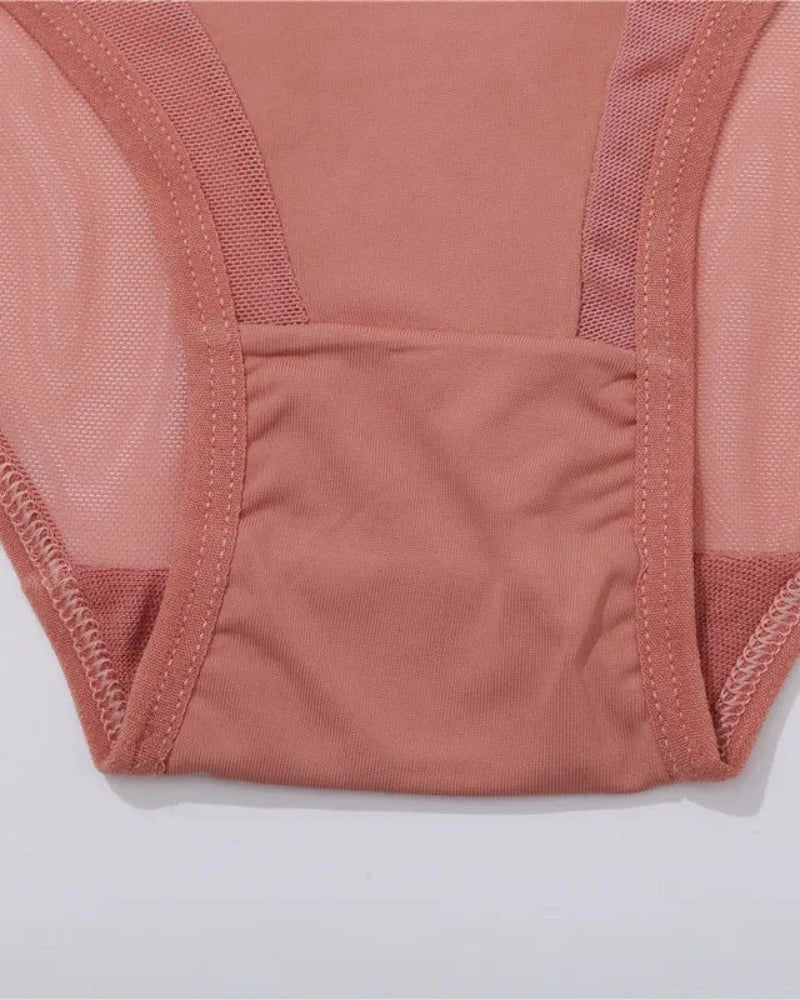 Briefs with decorative sheer mesh