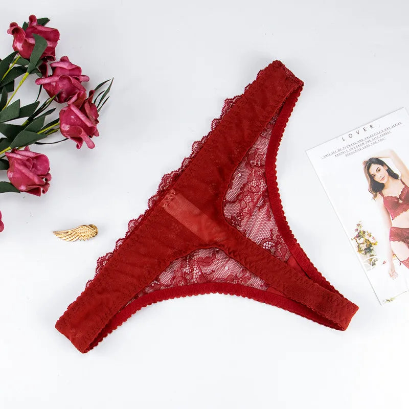 Lace thongs with a decorative bow
