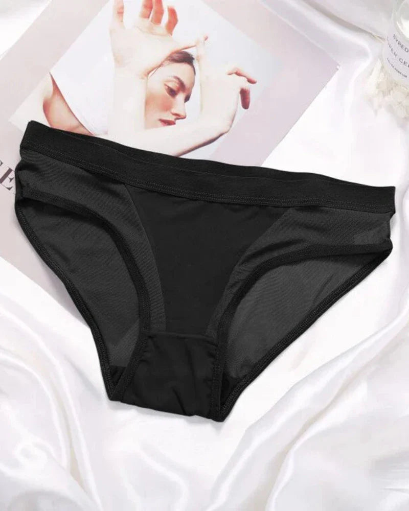 Briefs with decorative sheer mesh