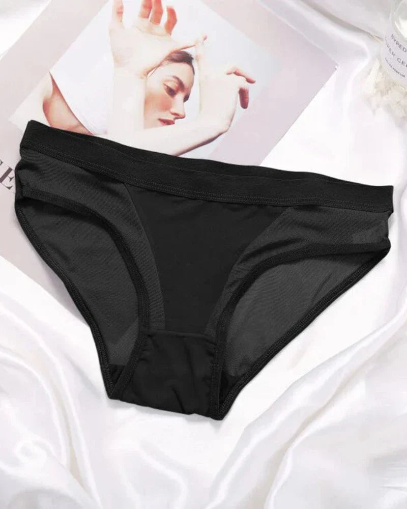 Briefs with decorative sheer mesh
