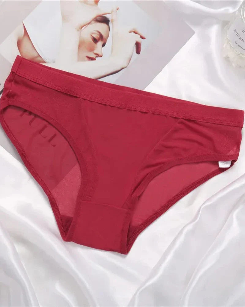 Briefs with decorative sheer mesh