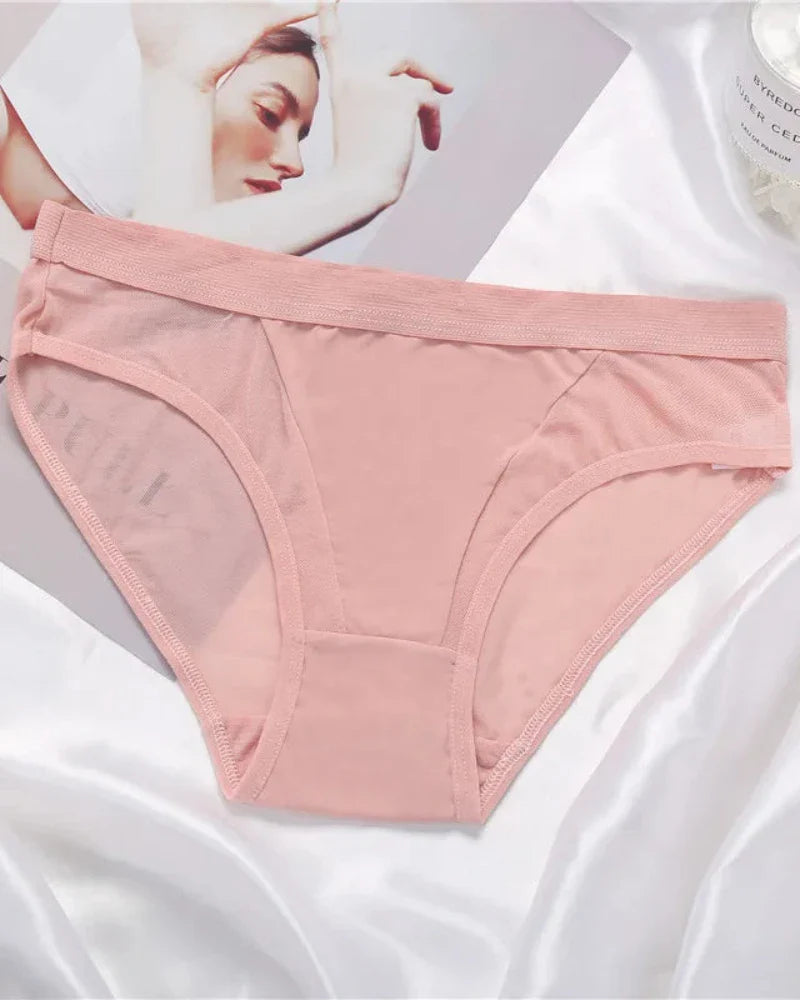 Briefs with decorative sheer mesh