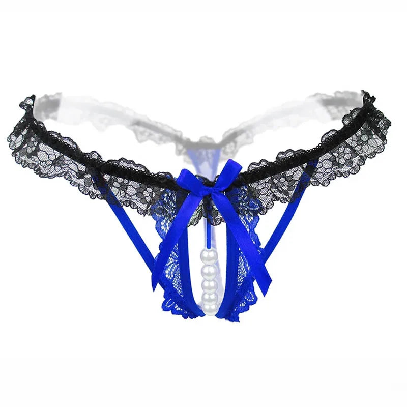 String with cut-out decorated with pearls