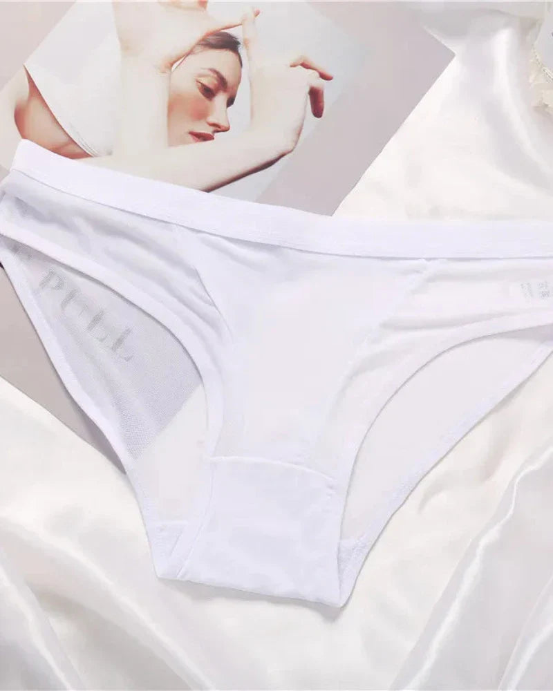 Briefs with decorative sheer mesh