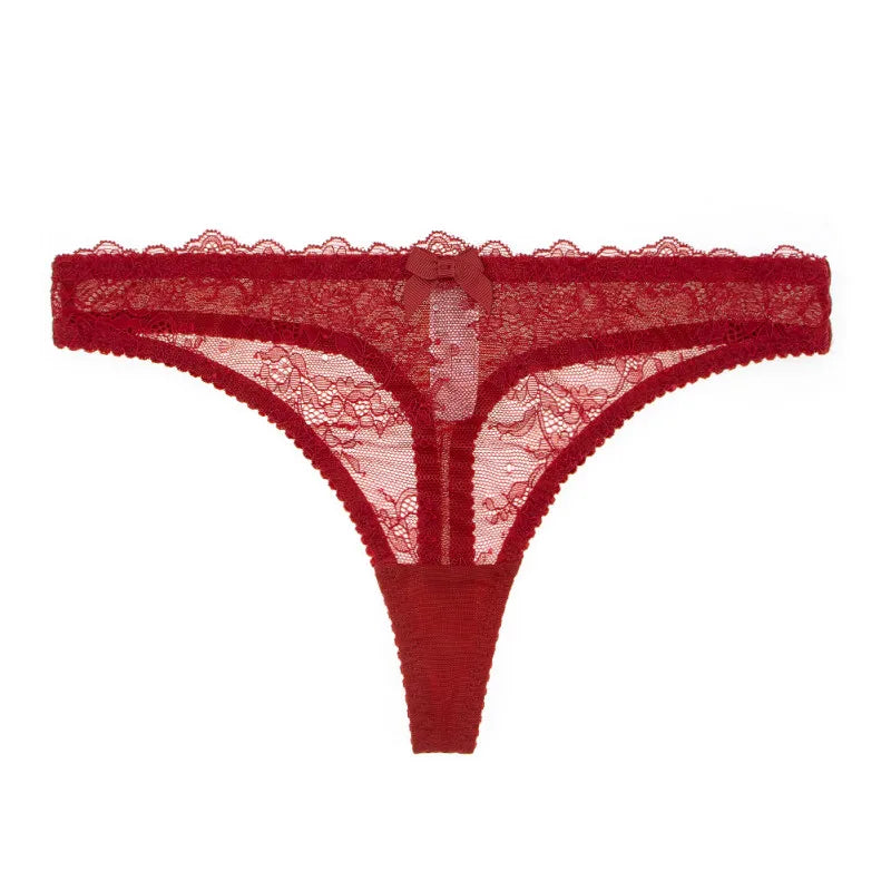 Lace thongs with a decorative bow