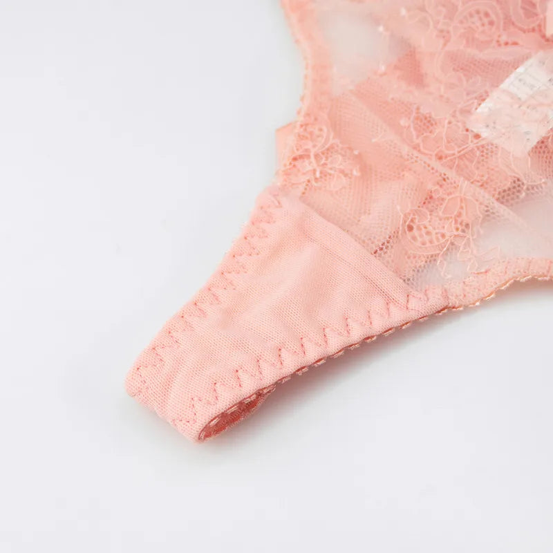 Lace thongs with a large satin bow