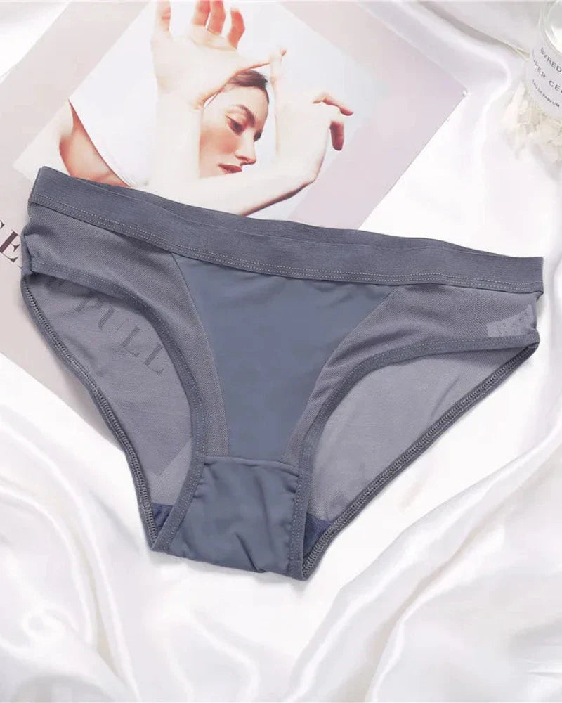 Briefs with decorative sheer mesh