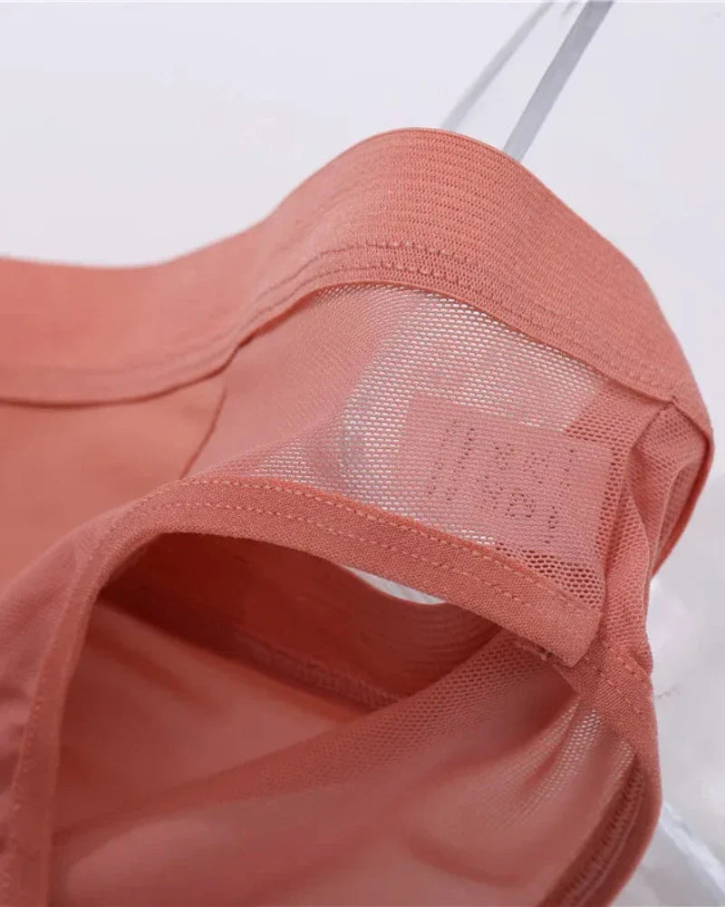 Briefs with decorative sheer mesh