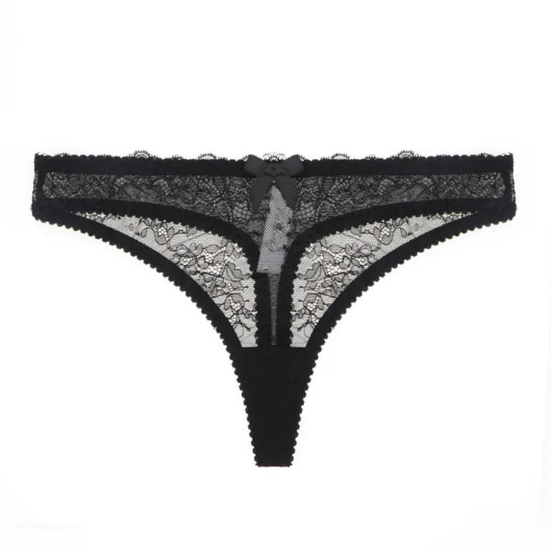 Lace thongs with a decorative bow