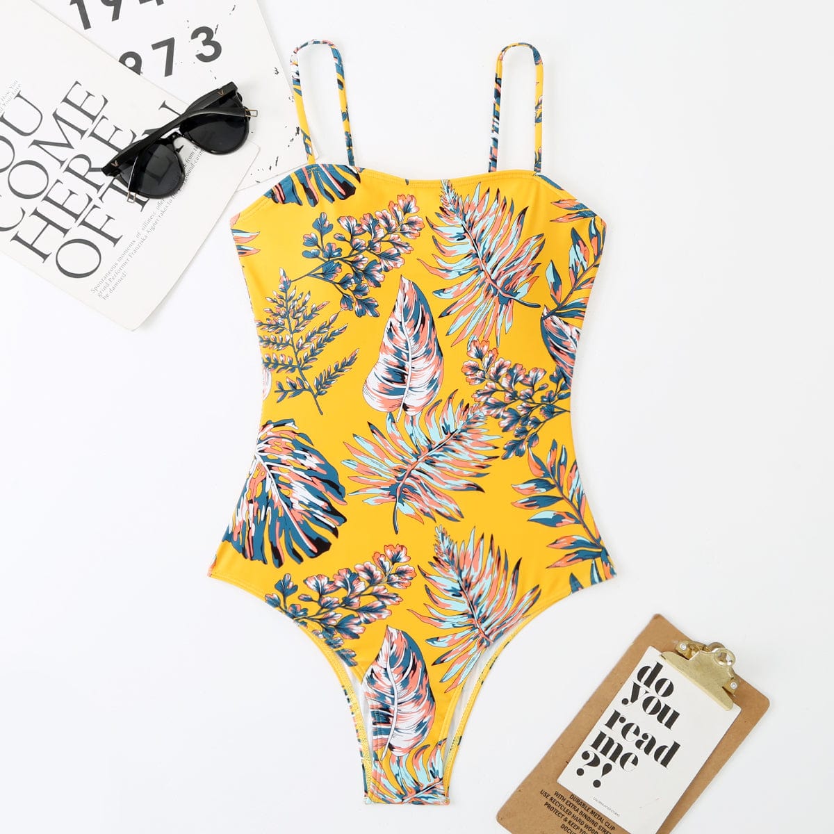 One-piece swimsuit with adjustable straps