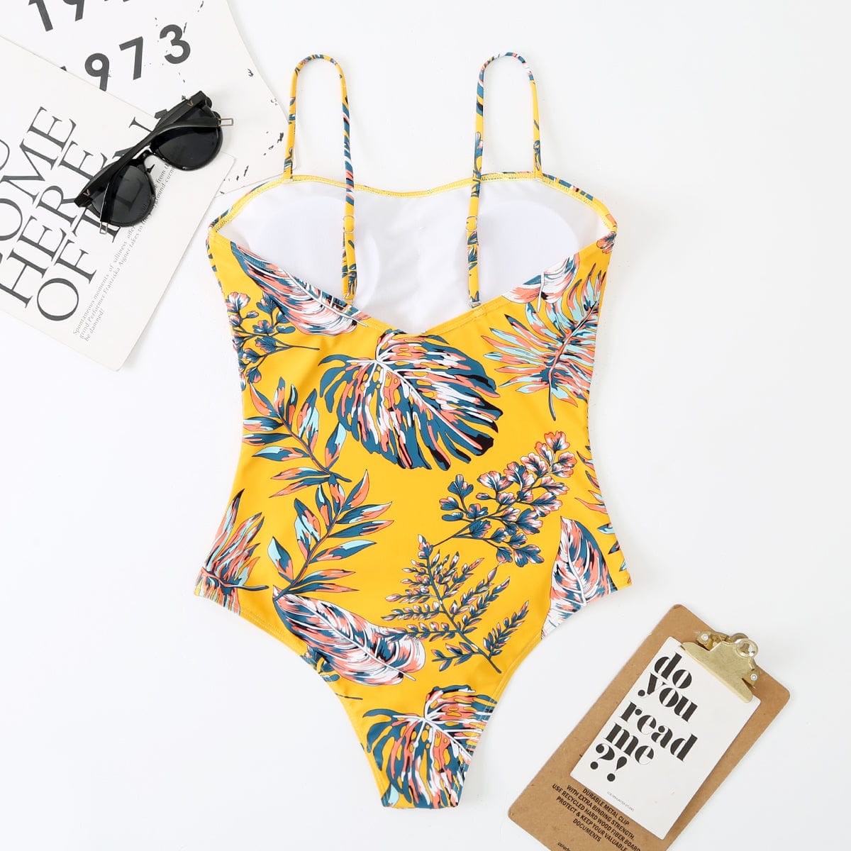 One-piece swimsuit with adjustable straps
