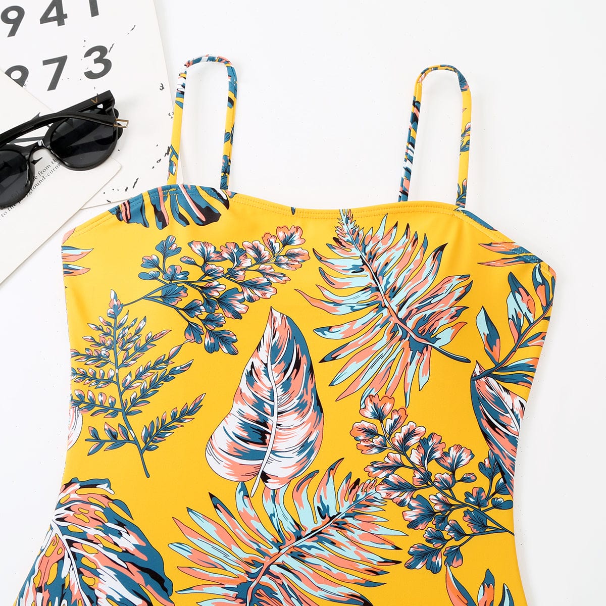 One-piece swimsuit with adjustable straps