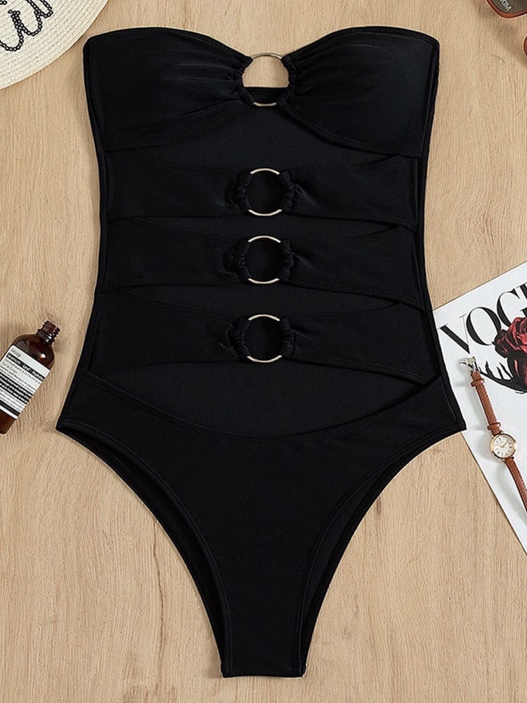 One-piece swimsuit with cut-outs