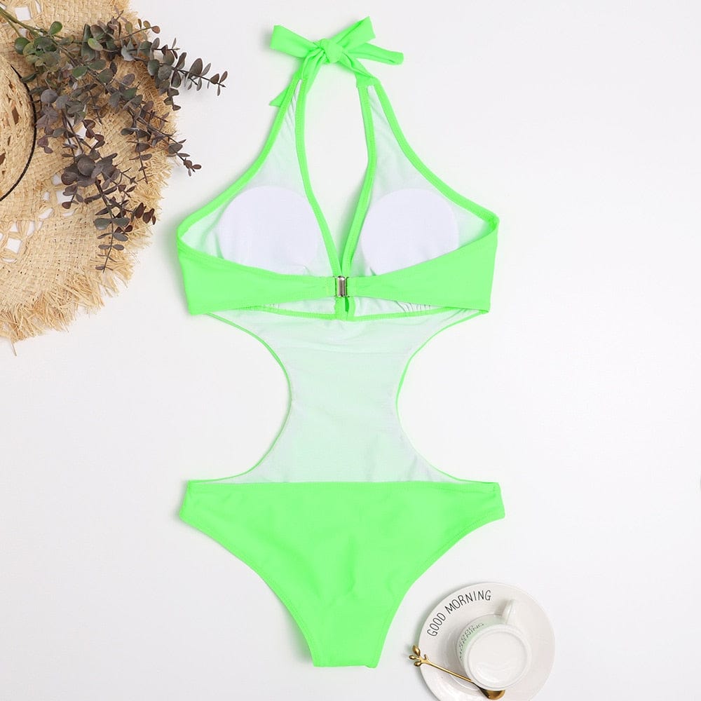 One-piece swimsuit with cut-outs