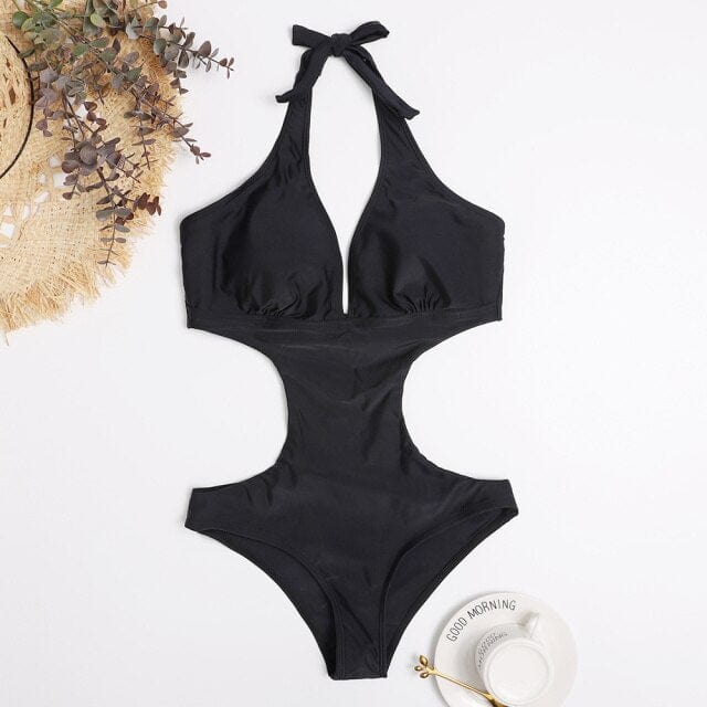 One-piece swimsuit with cut-outs