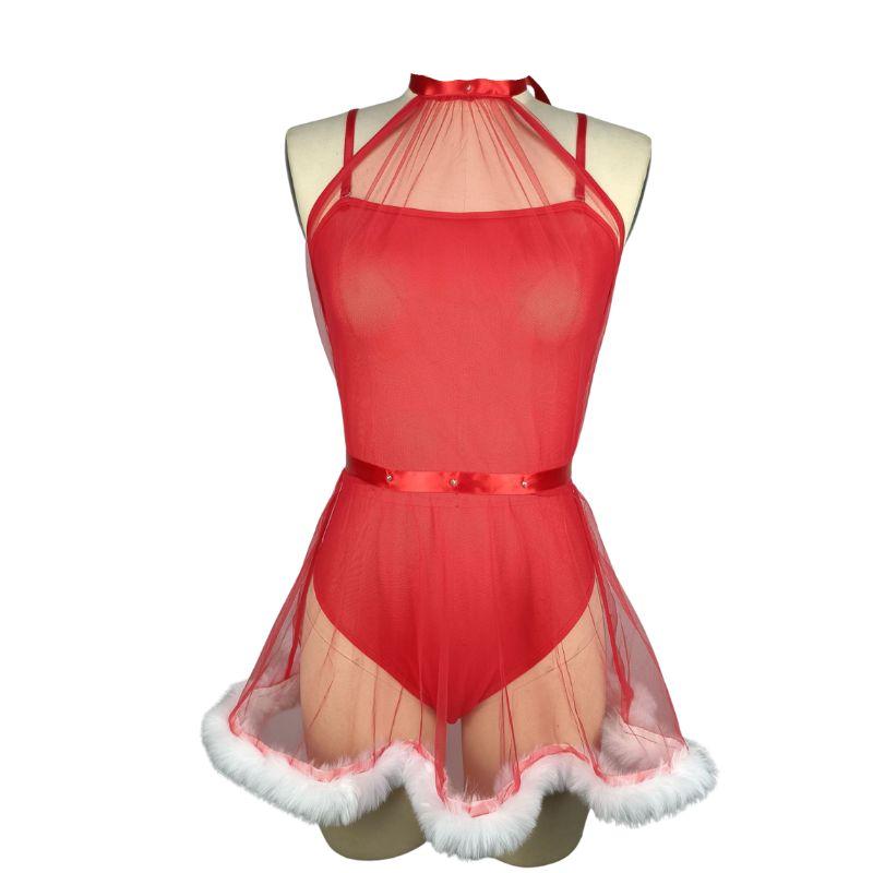 Christmas lingerie set with a sheer dress