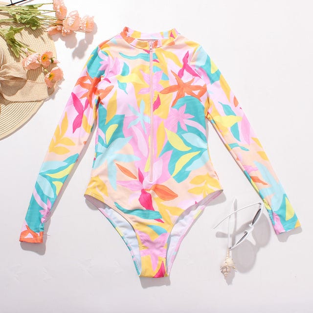 One-piece swimsuit with long sleeves