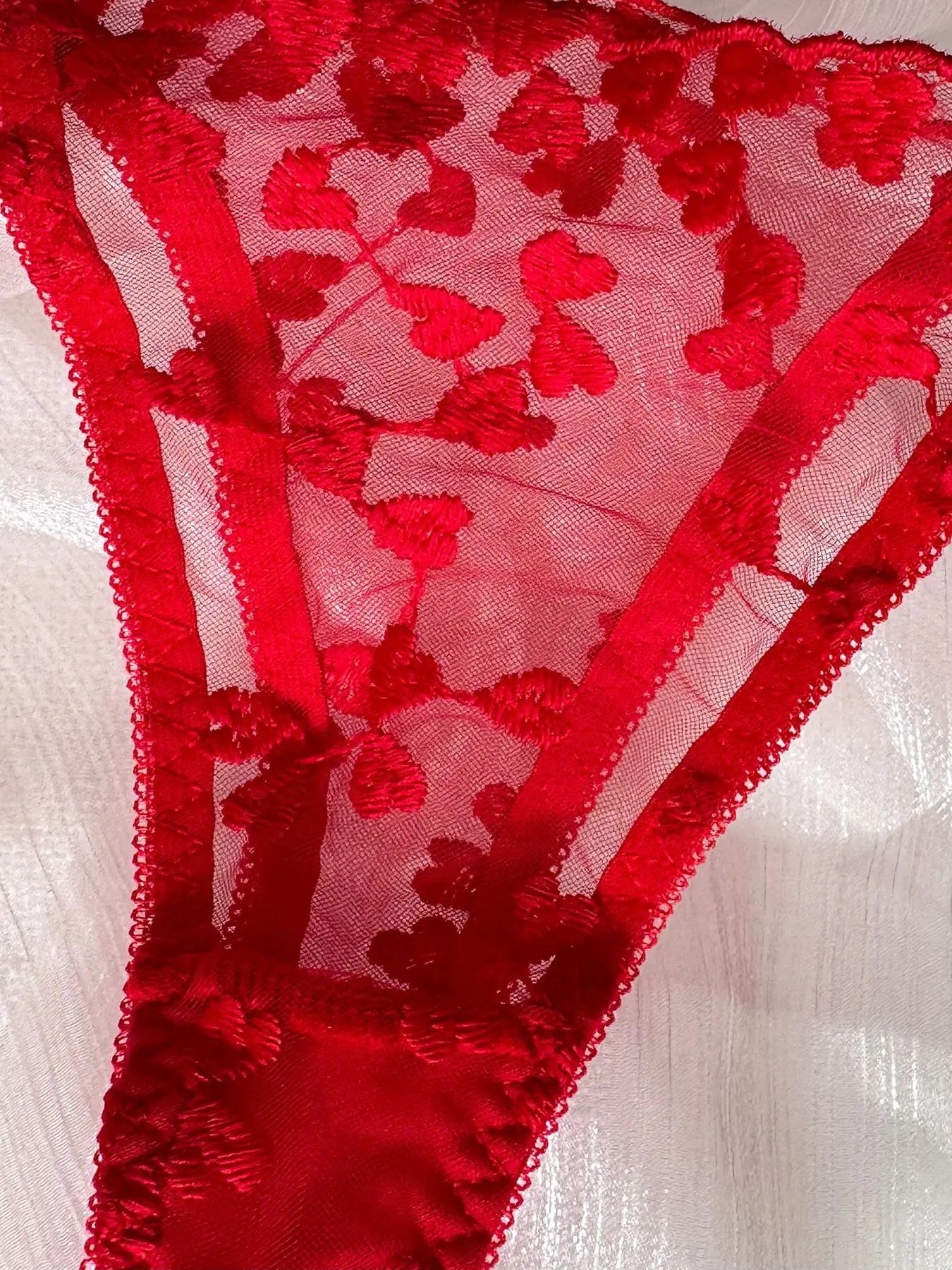 A set of lingerie with tie-up thongs