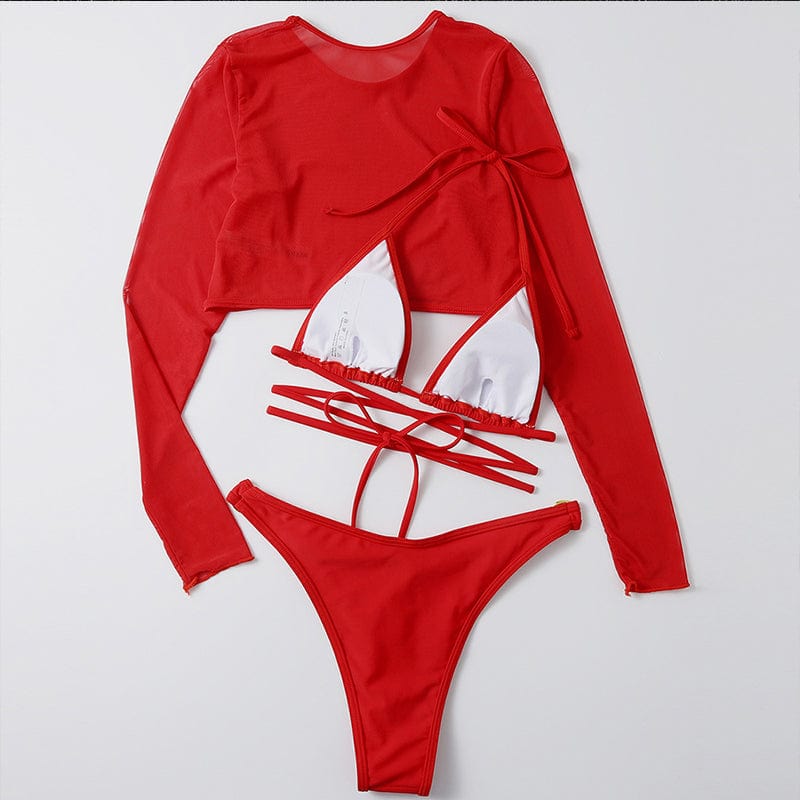 Two-piece swimsuit with long sleeves