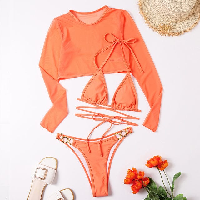 Two-piece swimsuit with long sleeves