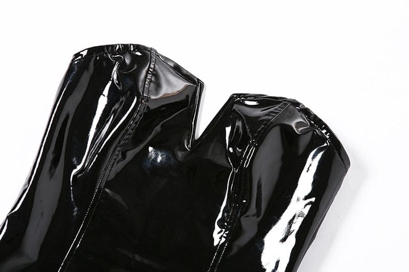 Latex bodysuit with a V-shaped neckline