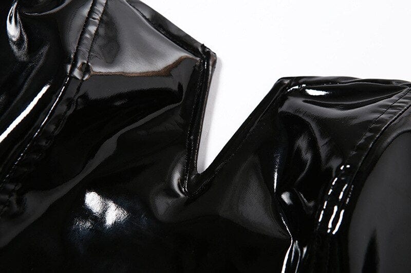 Latex bodysuit with a V-shaped neckline