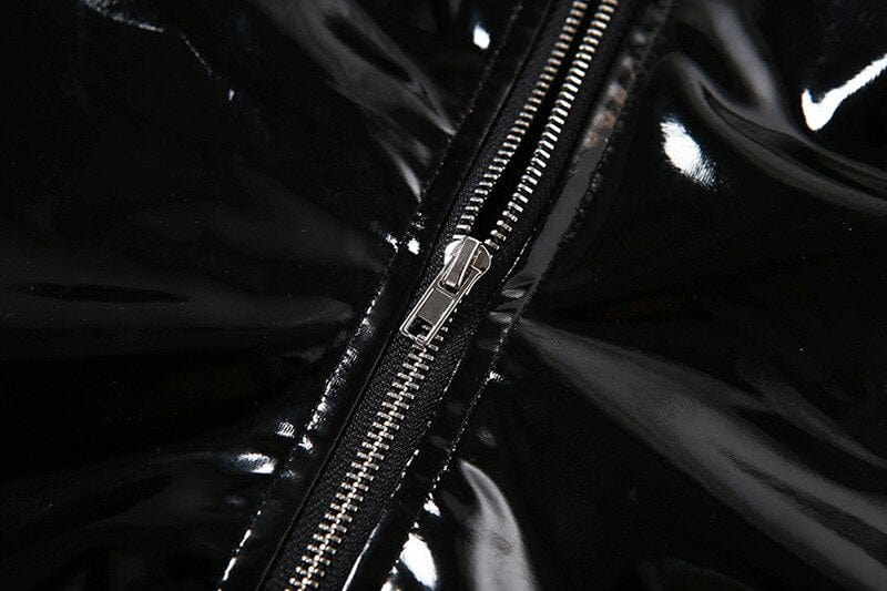 Latex bodysuit with a V-shaped neckline