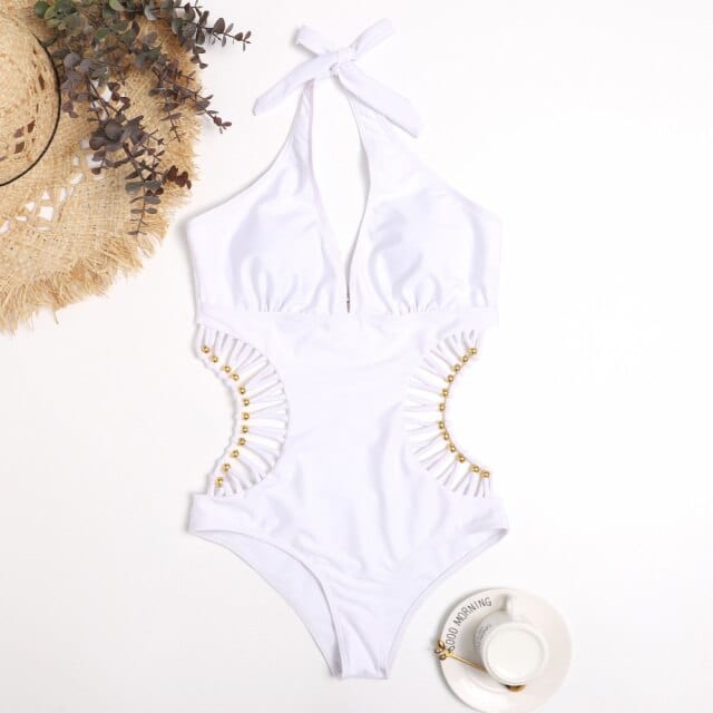 Monokini with decorative beads