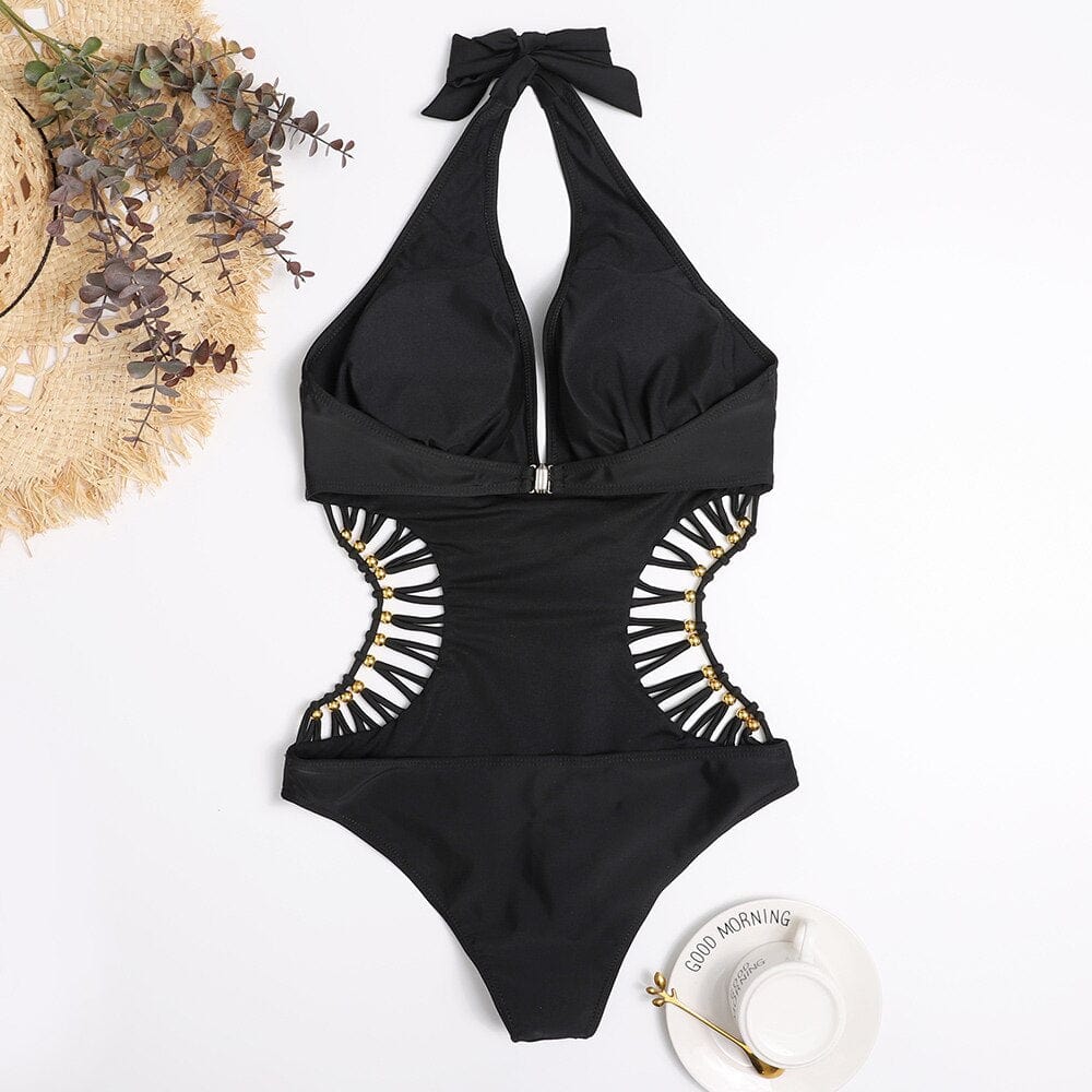Monokini with decorative beads