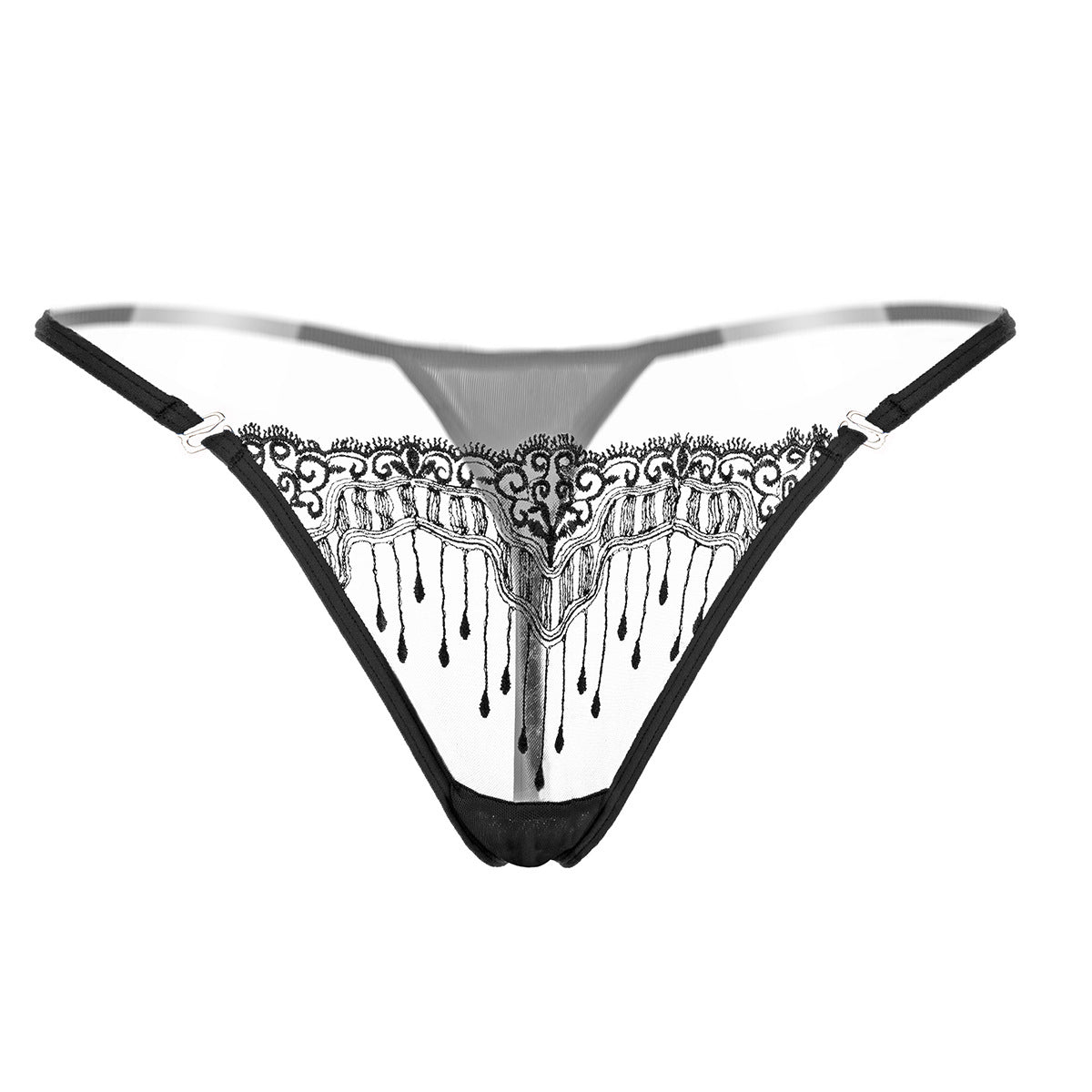 Mesh hip-fastening thongs