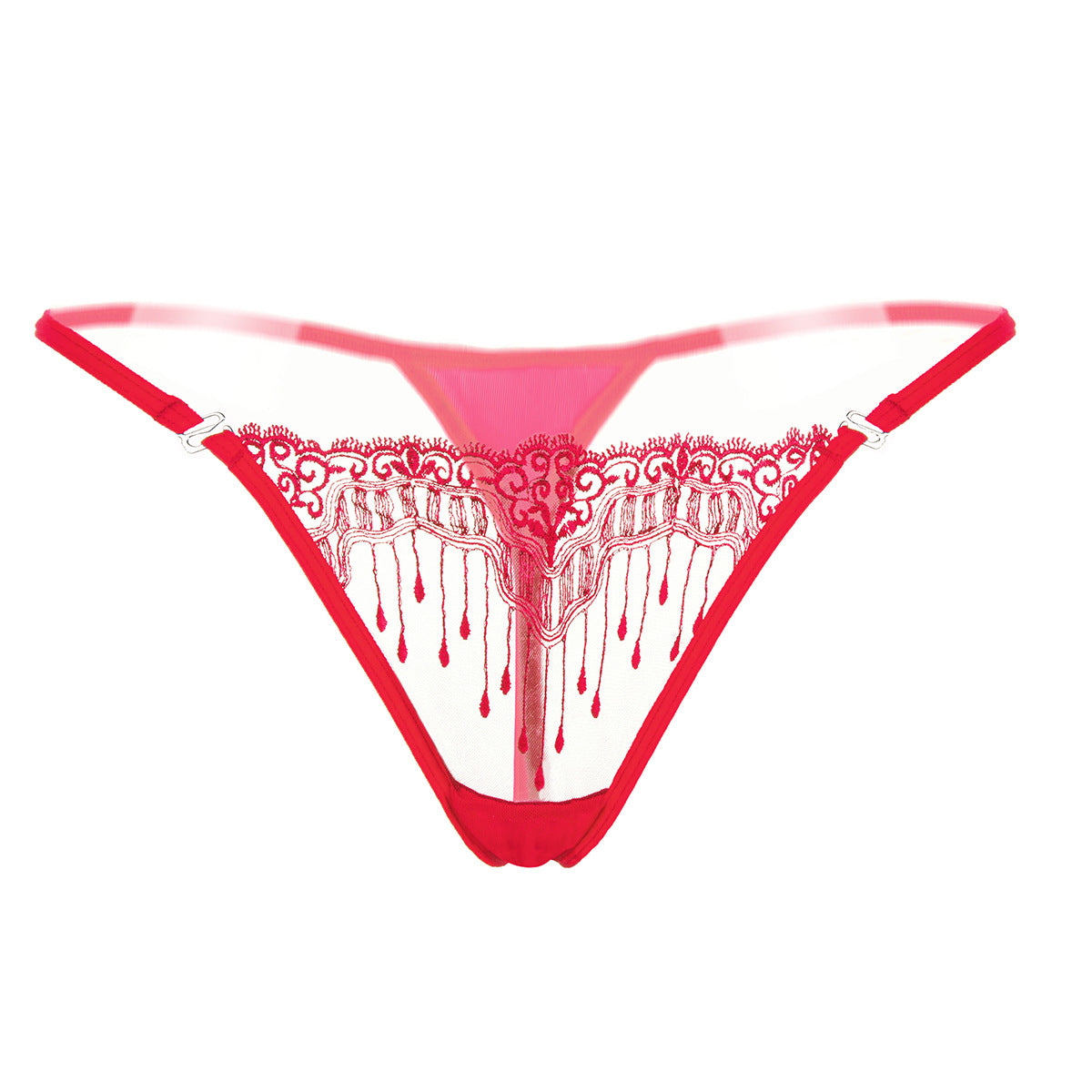 Mesh hip-fastening thongs
