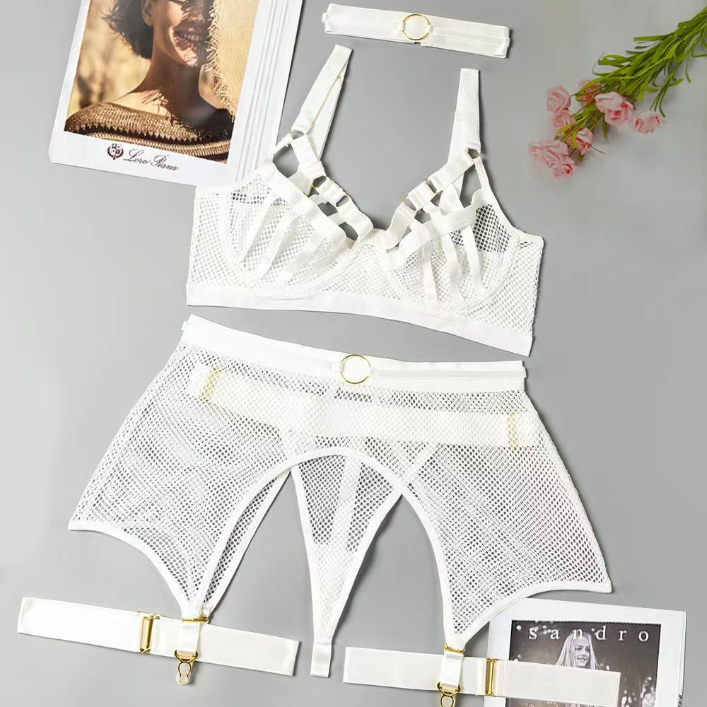 Lingerie set with mesh cut-outs