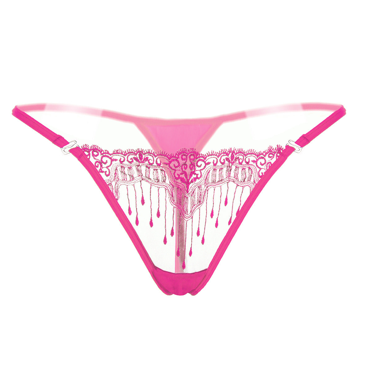 Mesh hip-fastening thongs